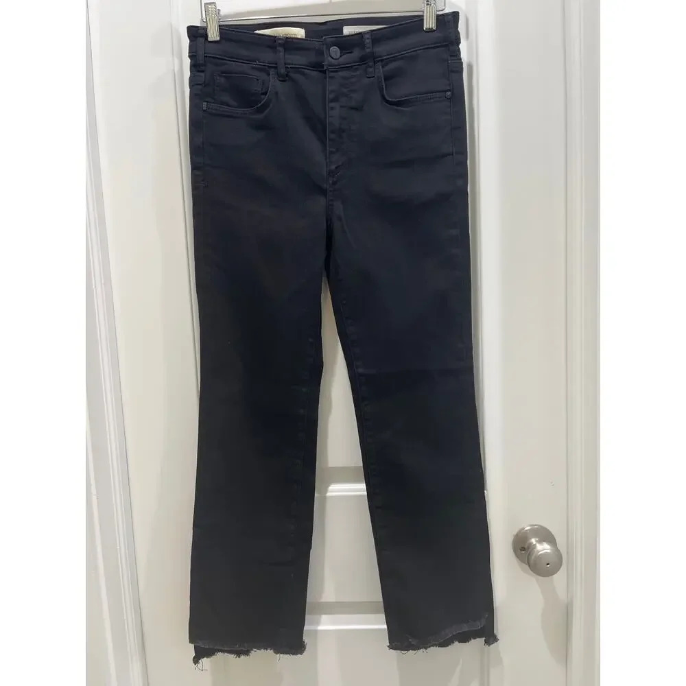 Anthropologie Pilcro & Letterpress Black Superscript Flare Raw Hem Jeans Sz 27